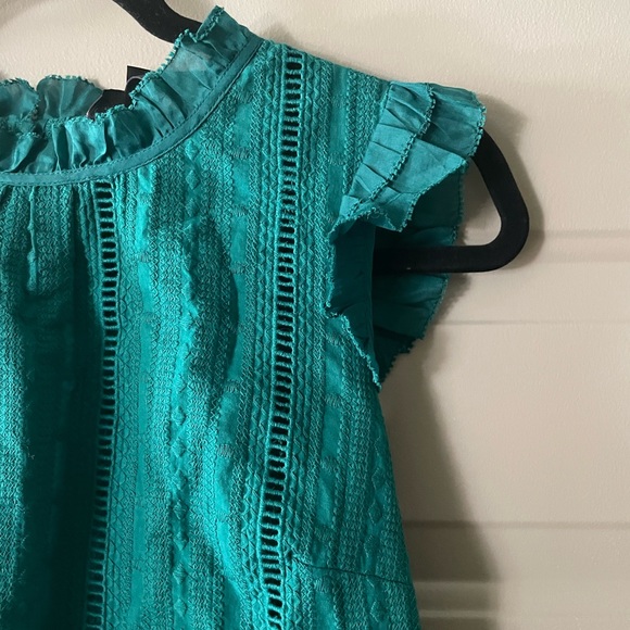 J Crew Green Lace Mock Neck Top - Picture 4 of 4